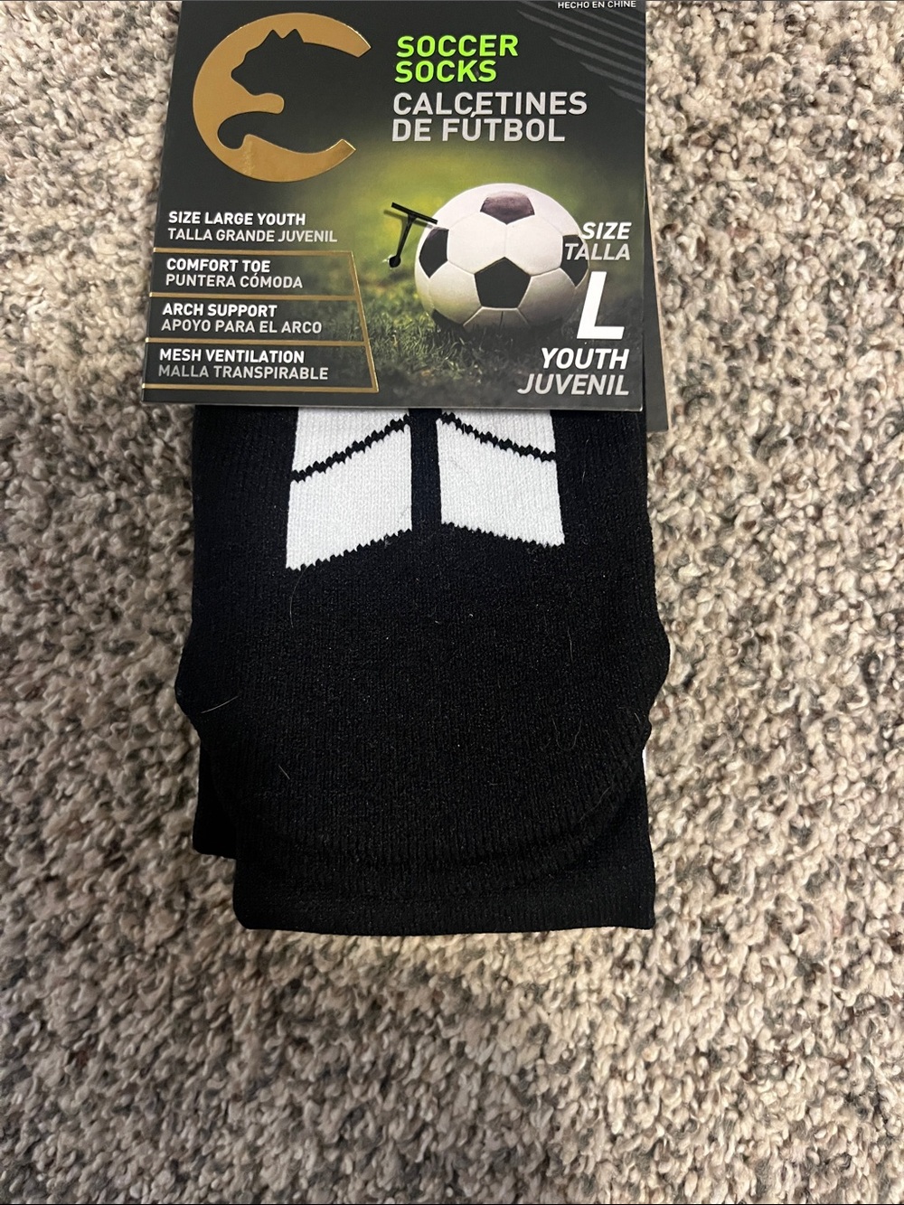 Black & White Youth Soccer Socks